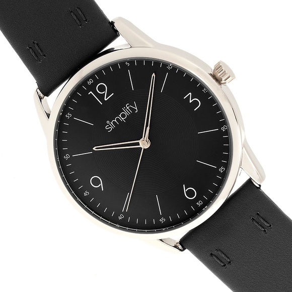 NWT All Black Genuine Leather Band Watch - Picture 1 of 3
